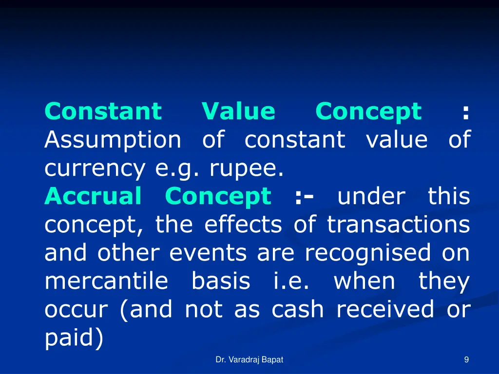 constant assumption of constant value of currency
