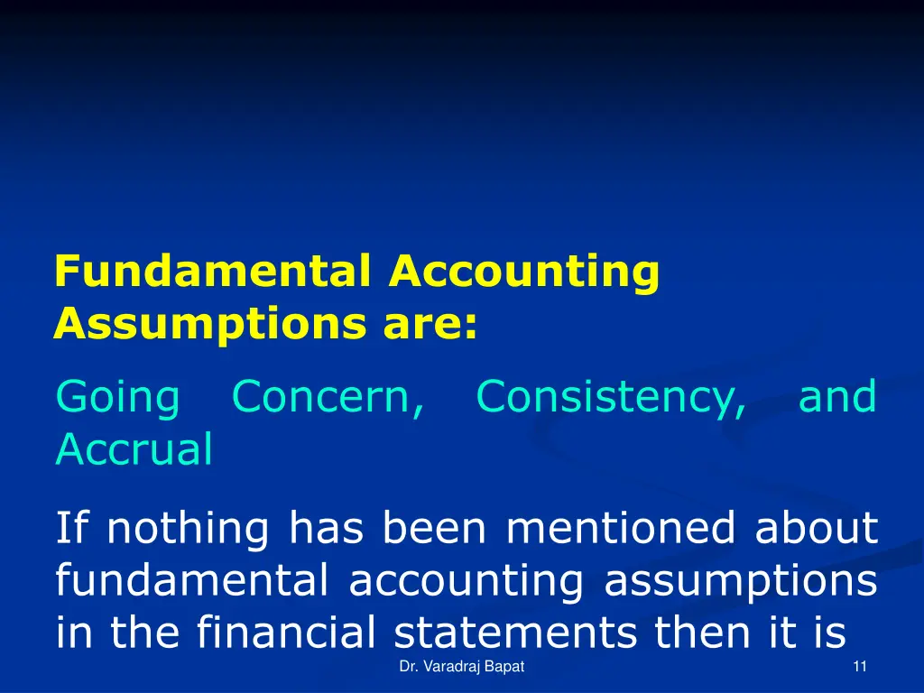 fundamental accounting assumptions are