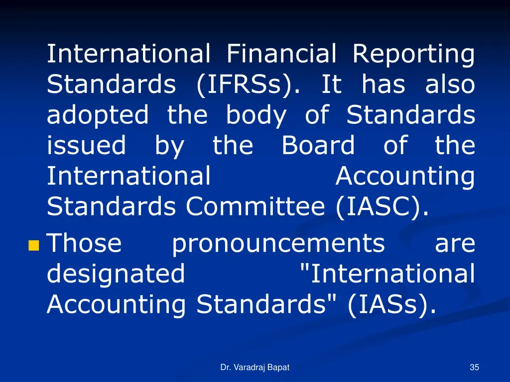 international financial reporting standards ifrss