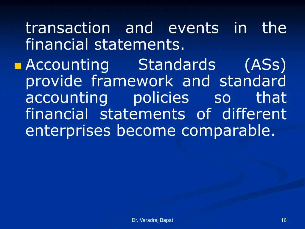 transaction and events in the financial