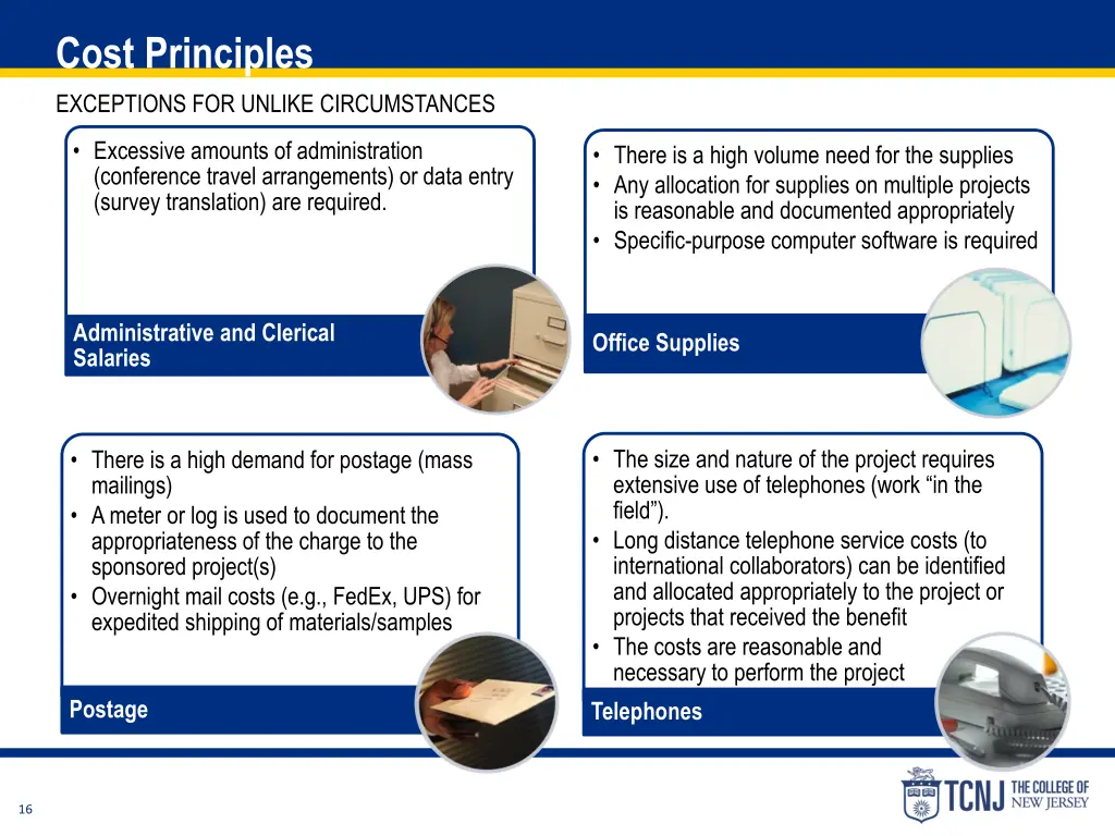 cost principles exceptions for unlike 1