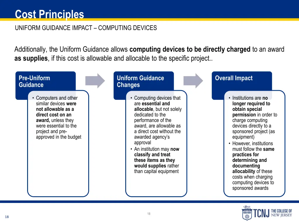 cost principles uniform guidance impact computing