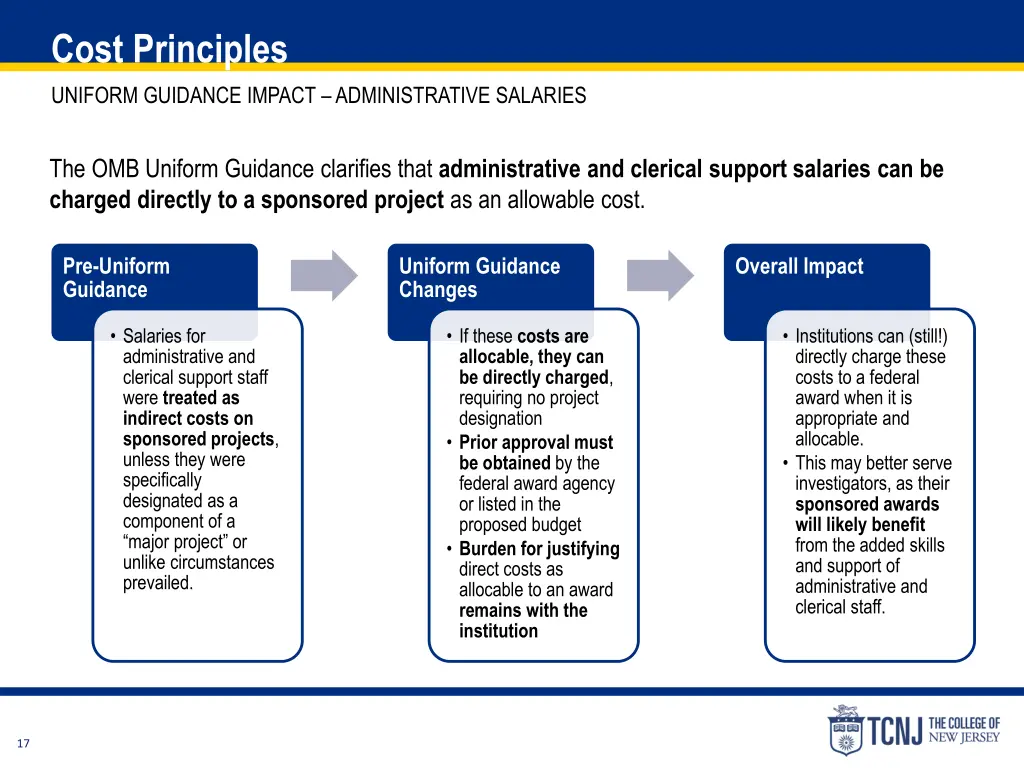 cost principles uniform guidance impact