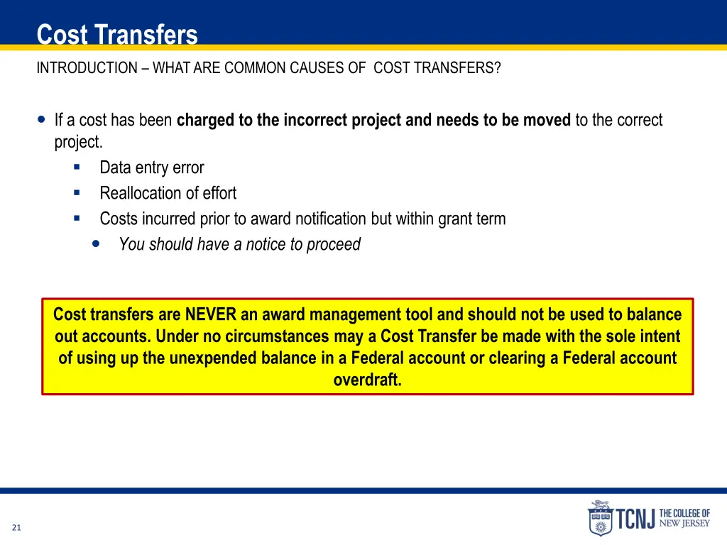 cost transfers 2