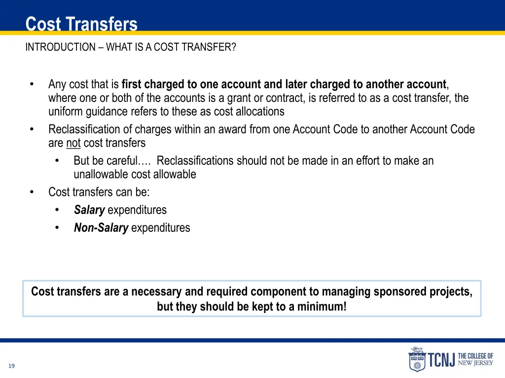 cost transfers