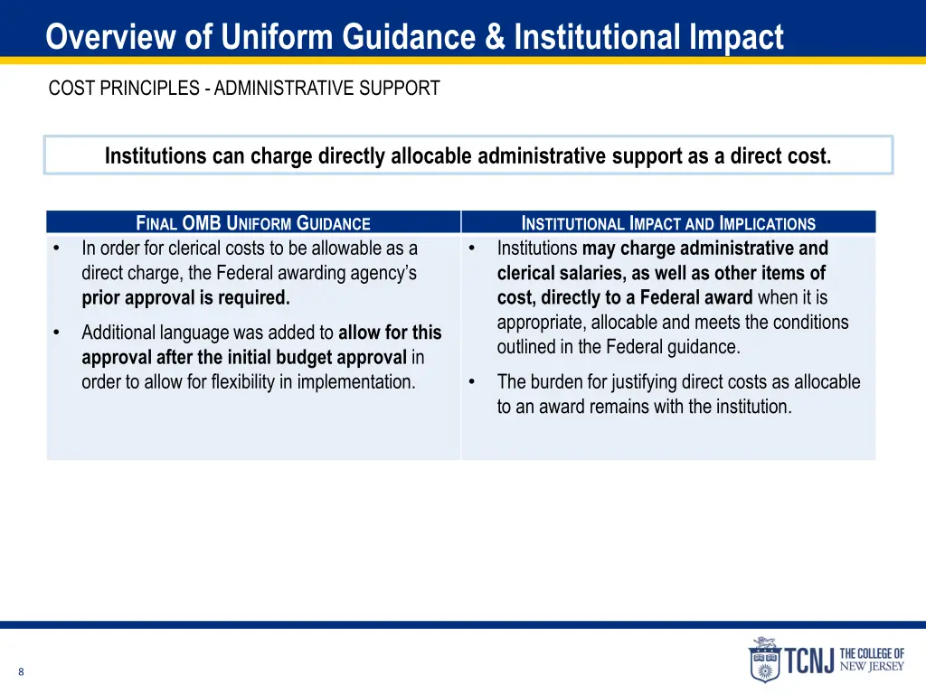 overview of uniform guidance institutional impact 2