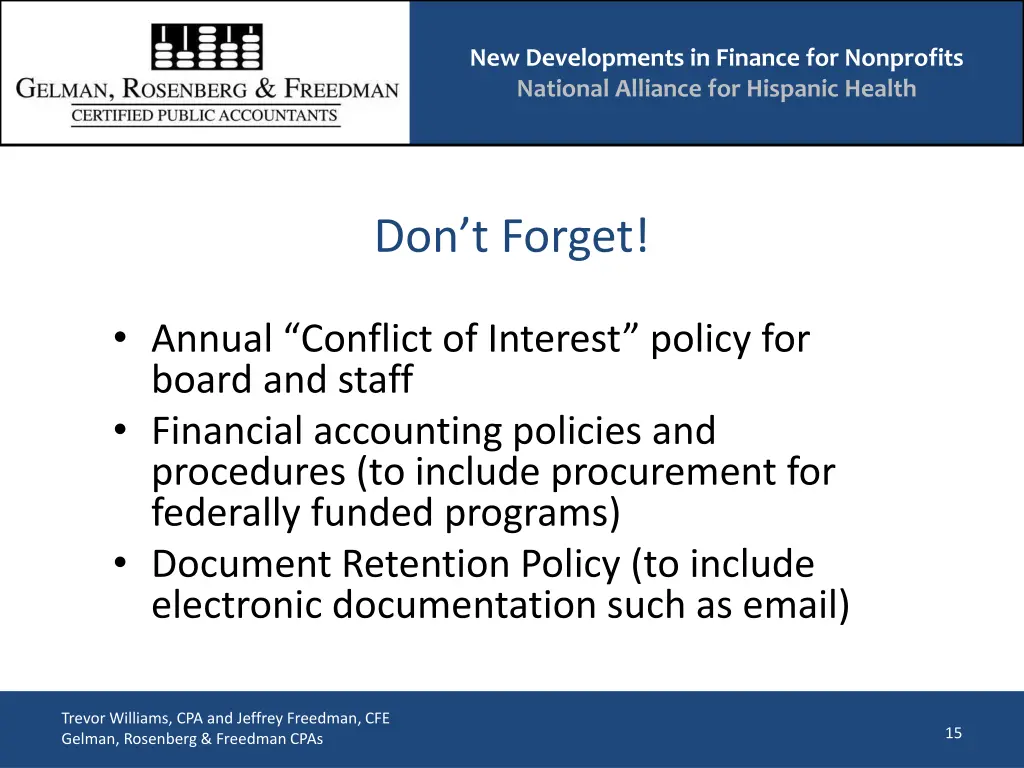 new developments in finance for nonprofits 14