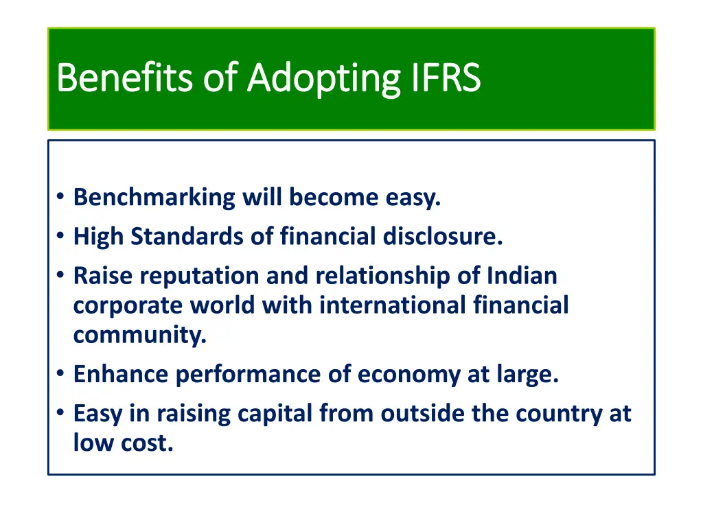 benefits of adopting ifrs benefits of adopting 1