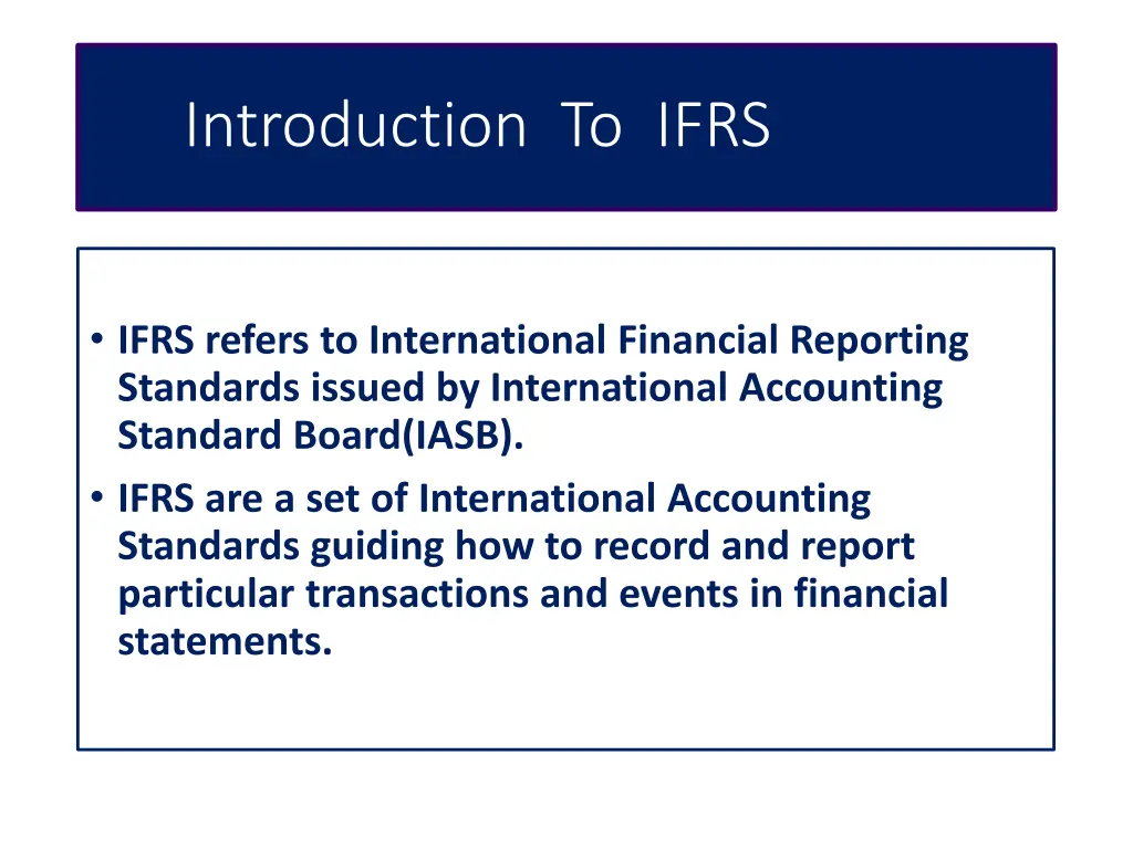 introduction to ifrs