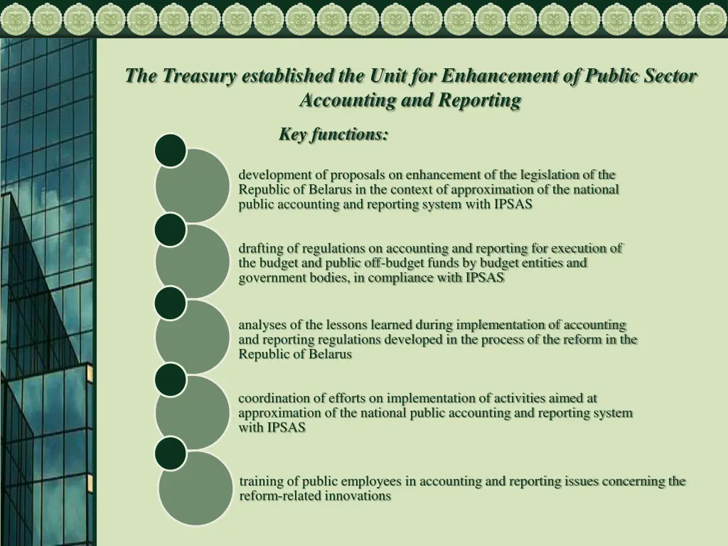 the treasury established the unit for enhancement