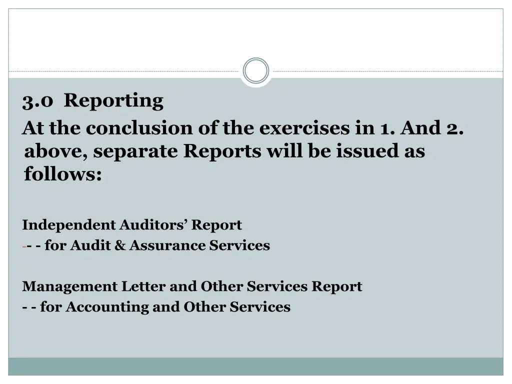 3 0 reporting at the conclusion of the exercises