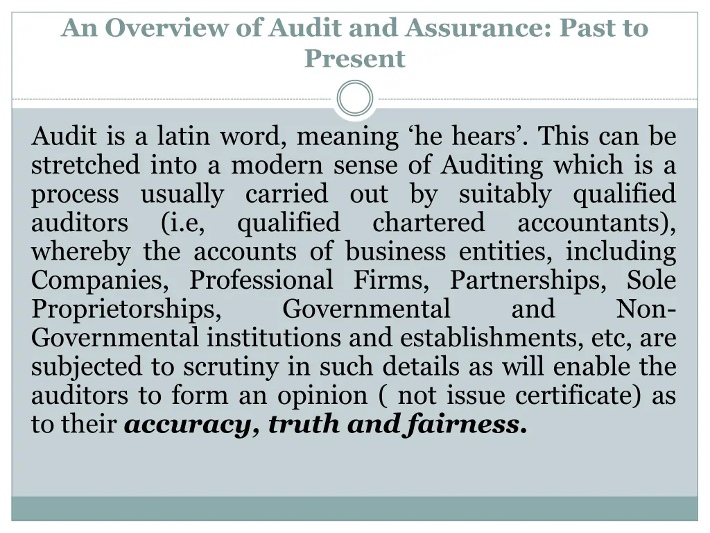 an overview of audit and assurance past to present