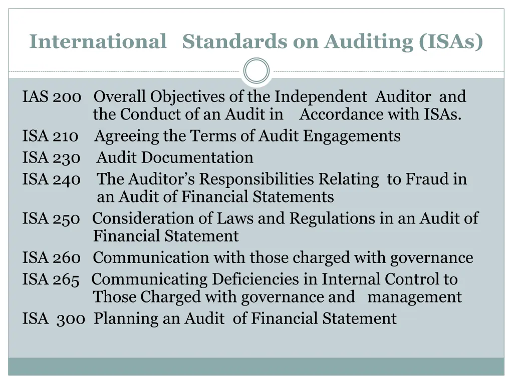 international standards on auditing isas