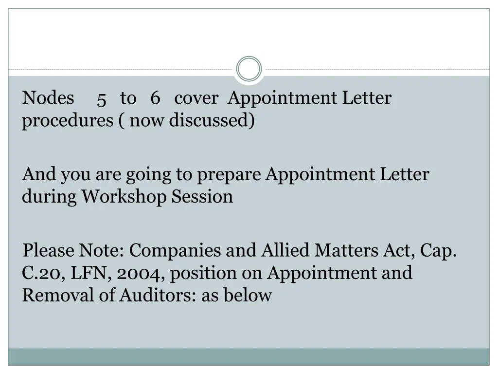 nodes 5 to 6 cover appointment letter procedures