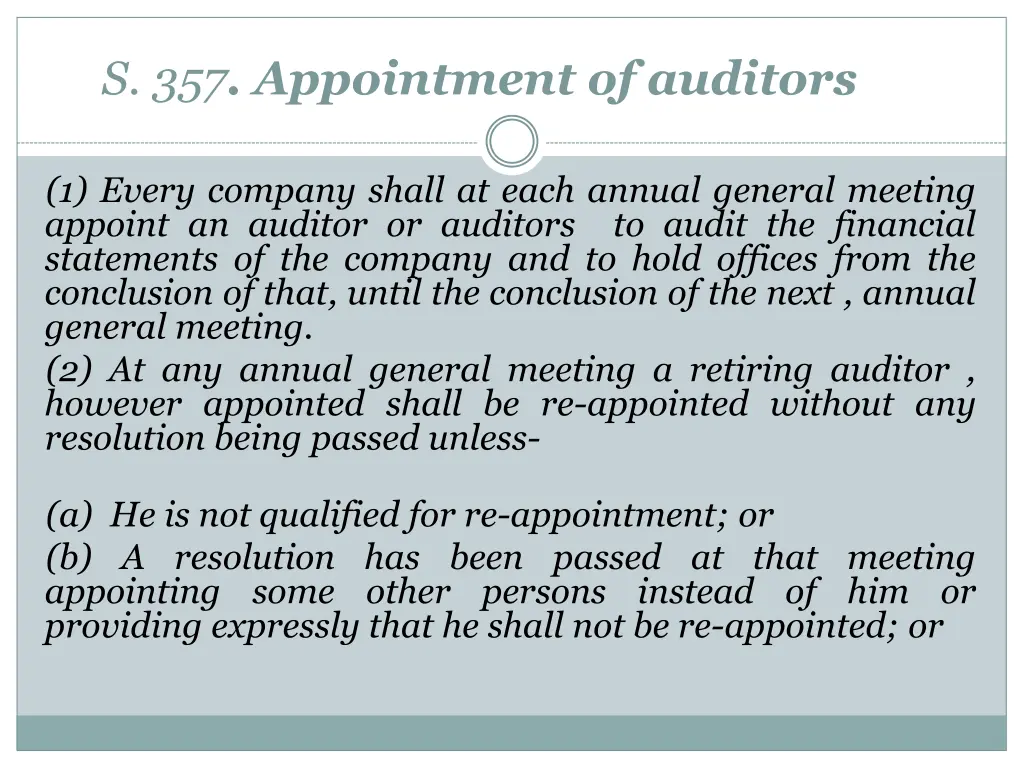 s 357 appointment of auditors