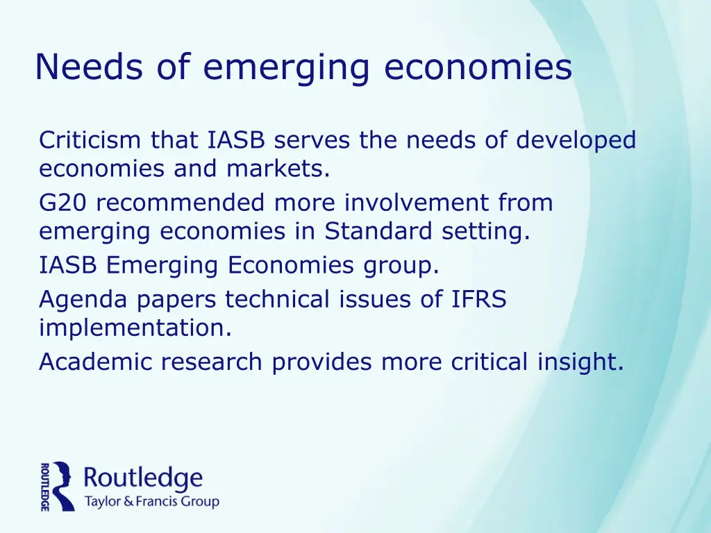 needs of emerging economies