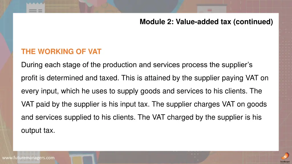 module 2 value added tax continued