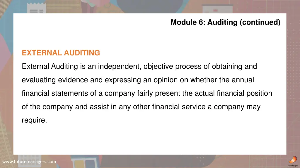 module 6 auditing continued