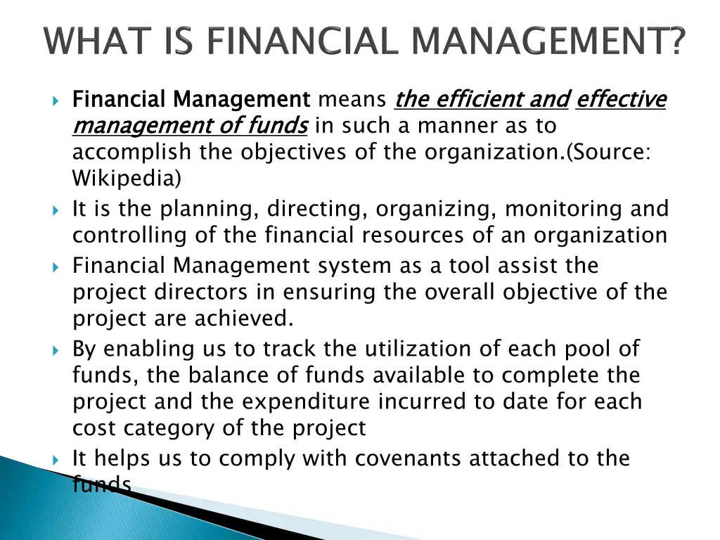 financial management management of funds