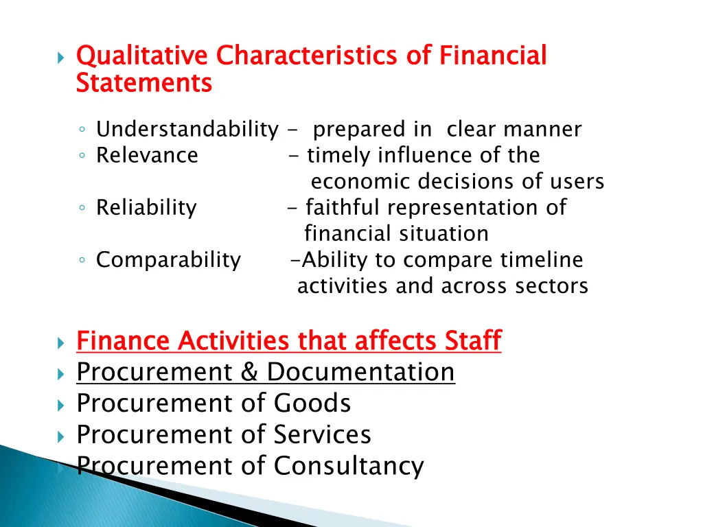 qualitative characteristics of financial