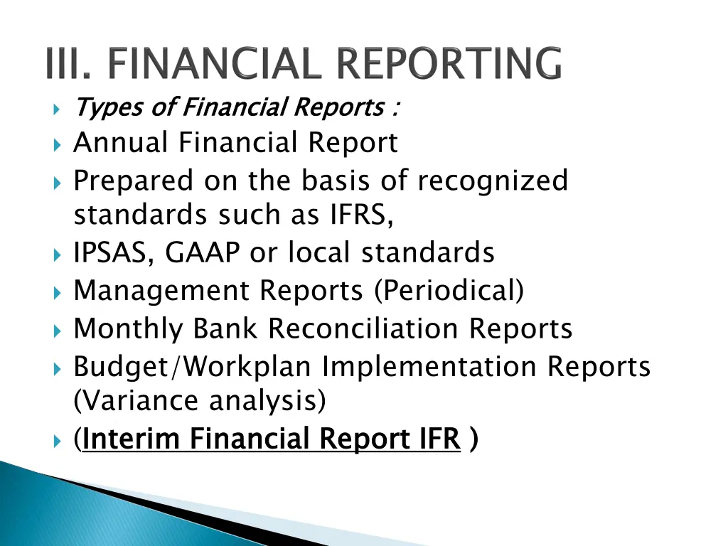 types of financial reports annual financial