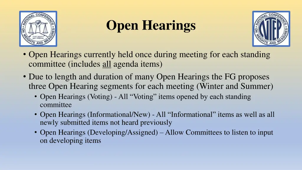 open hearings