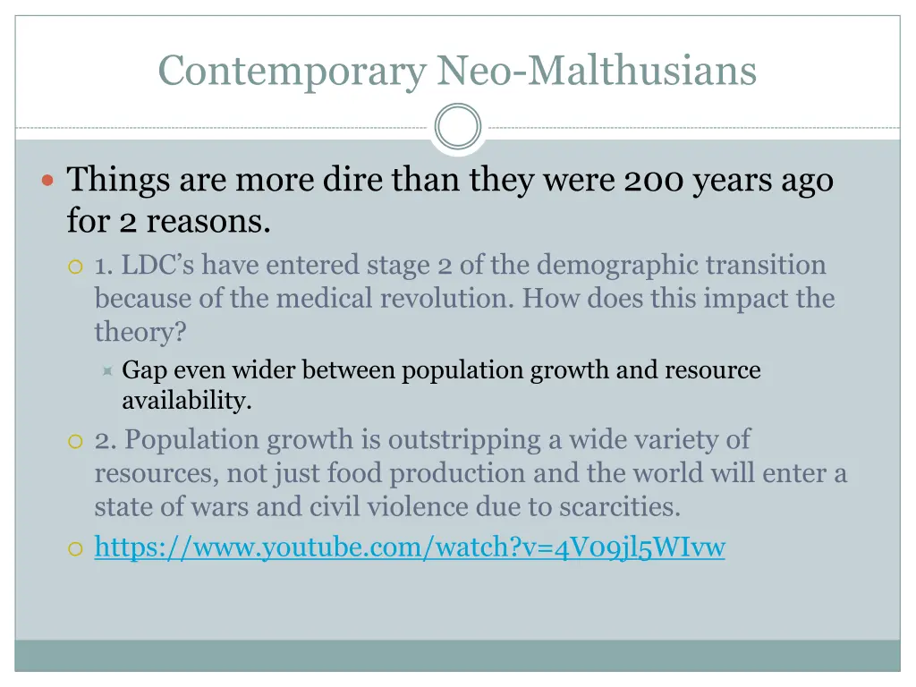 contemporary neo malthusians