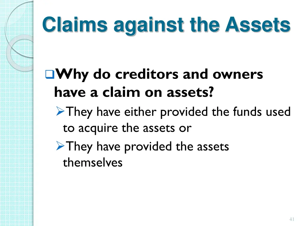 claims against the assets 1