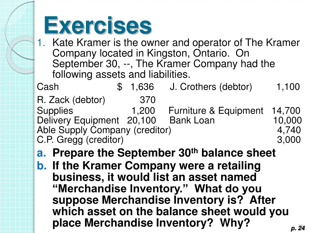 exercises 1 kate kramer is the owner and operator
