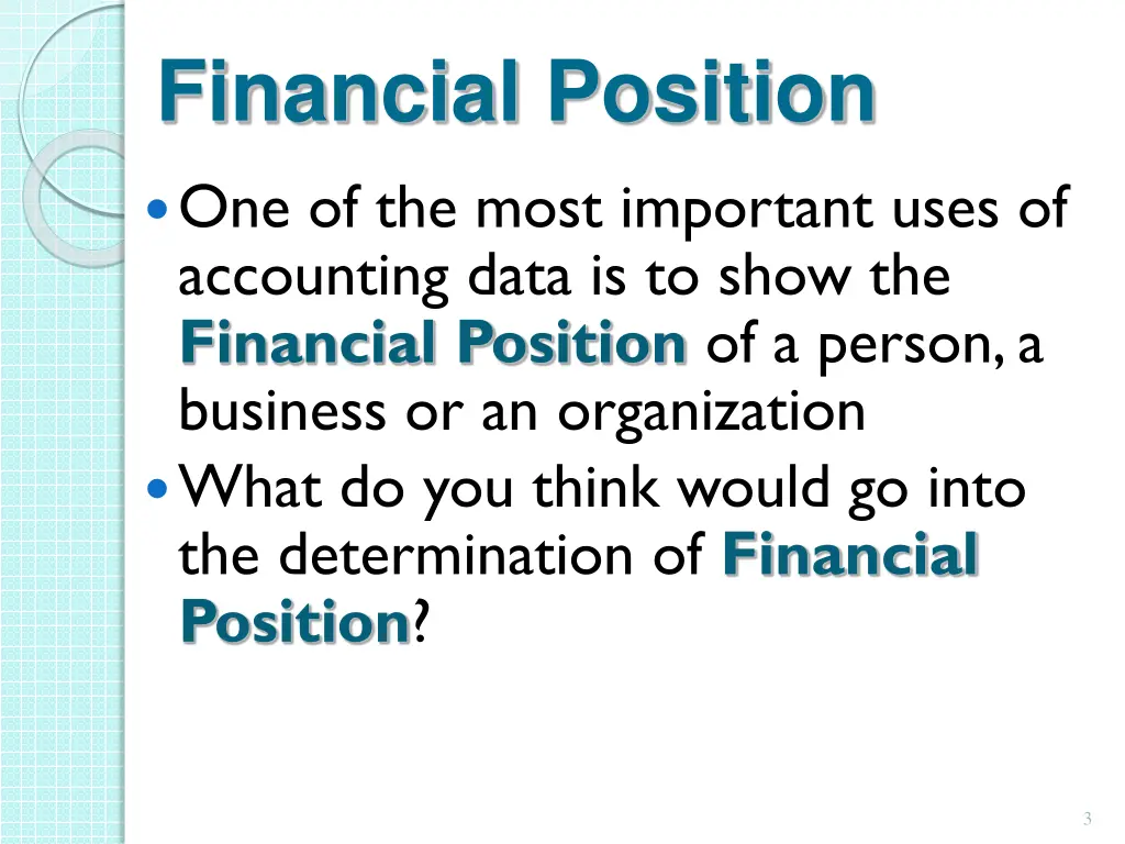 financial position