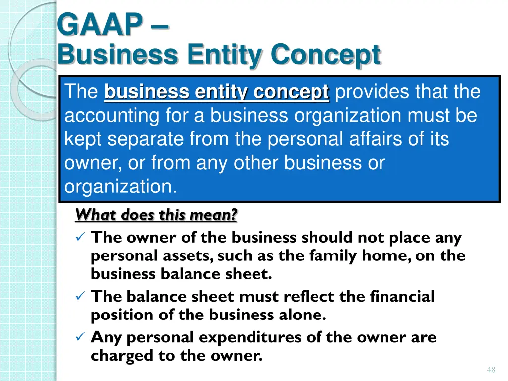 gaap business entity concept the business entity