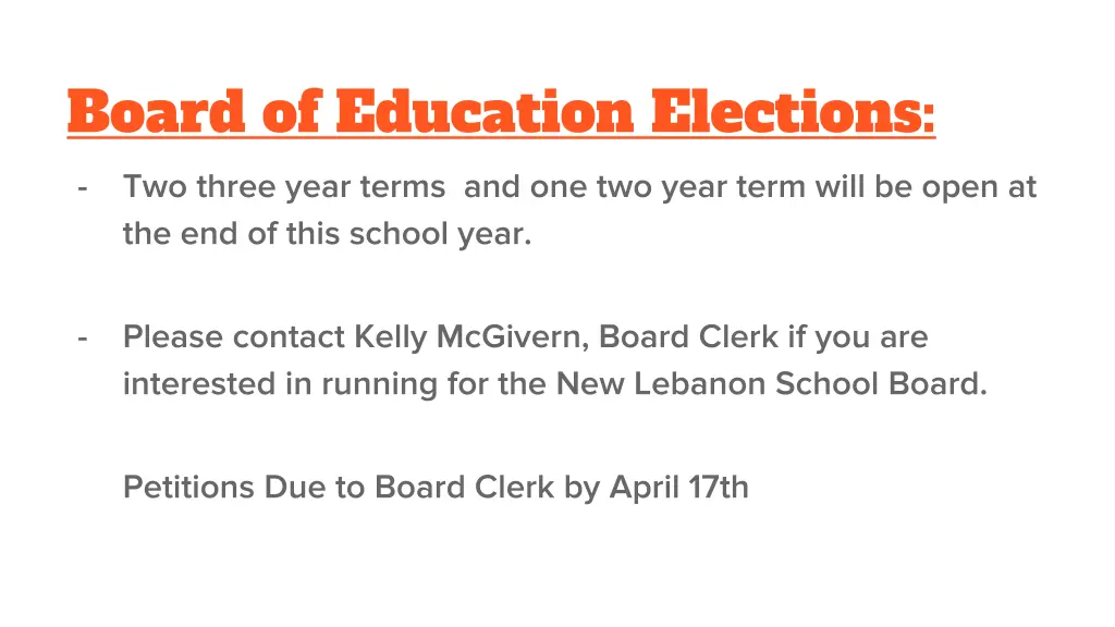 board of education elections two three year terms