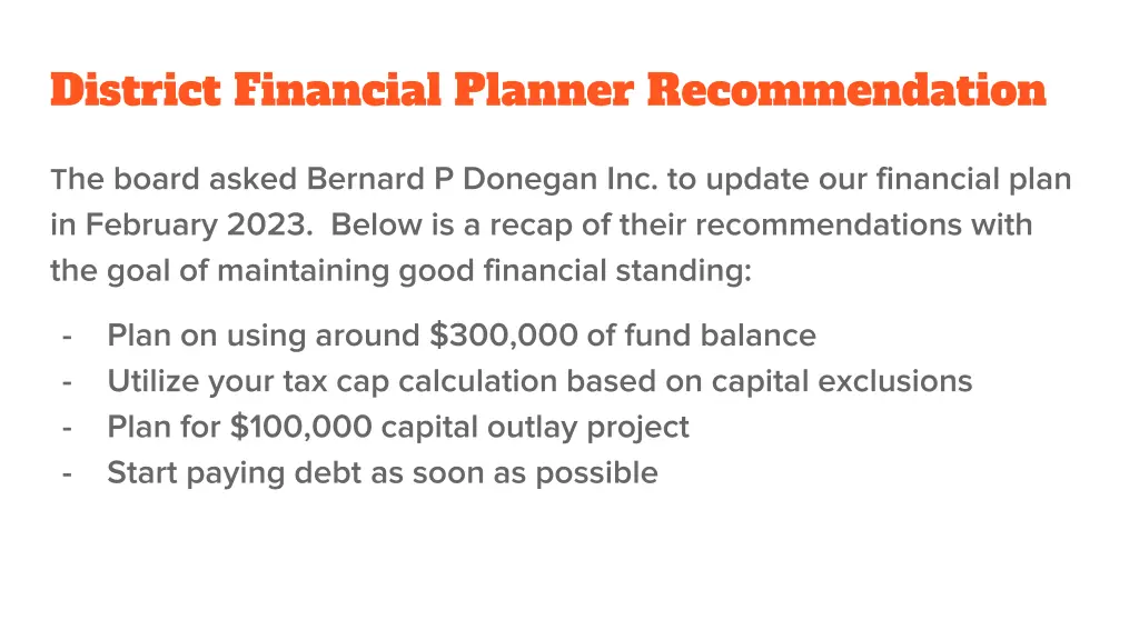 district financial planner recommendation