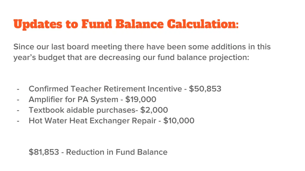 updates to fund balance calculation