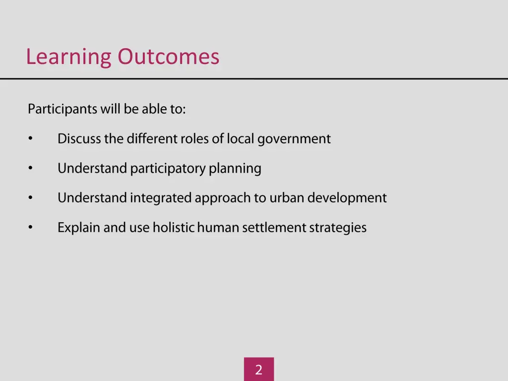 learning outcomes