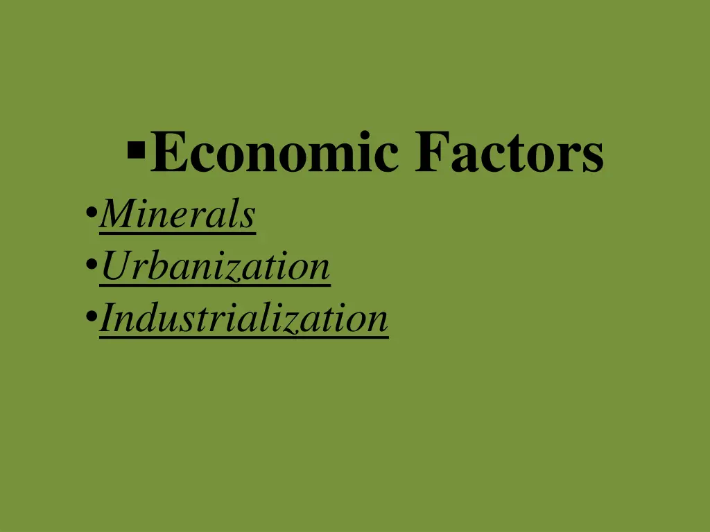 economic factors minerals urbanization