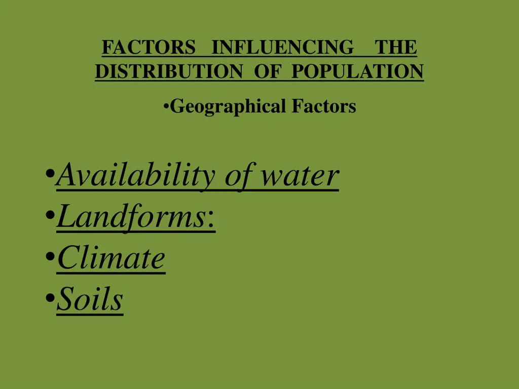 factors influencing the distribution of population