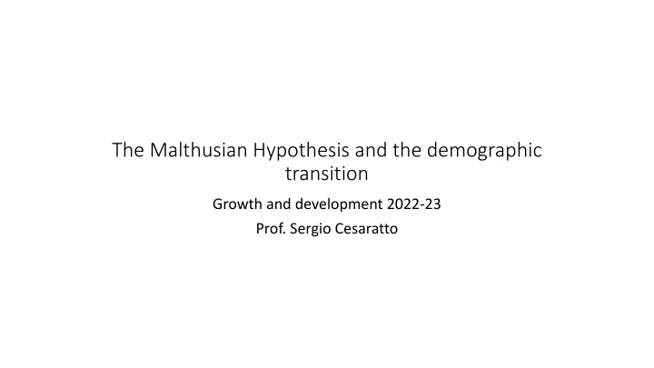 the malthusian hypothesis and the demographic