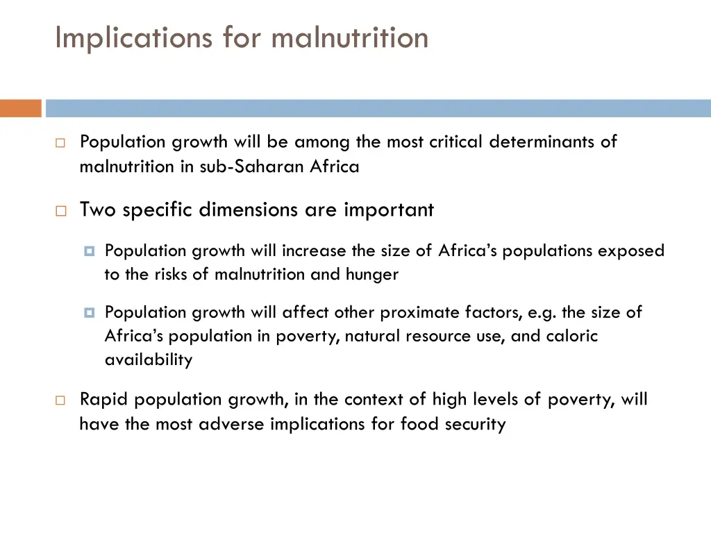 implications for malnutrition