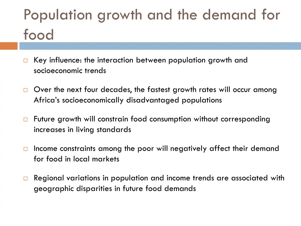 population growth and the demand for food