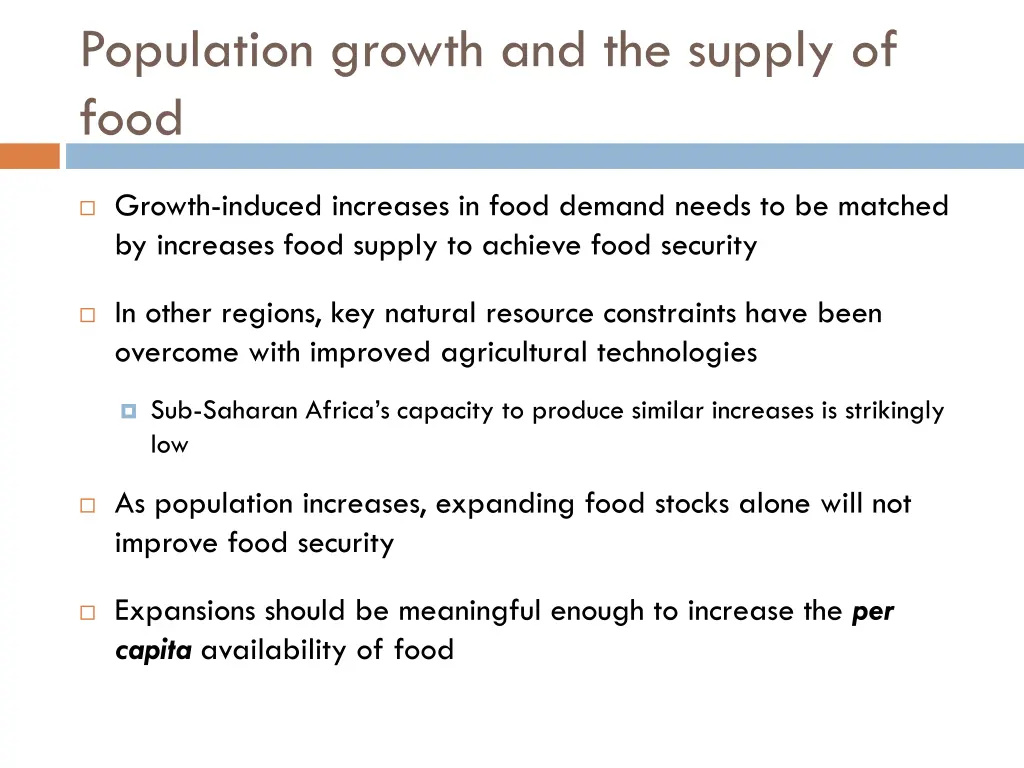 population growth and the supply of food