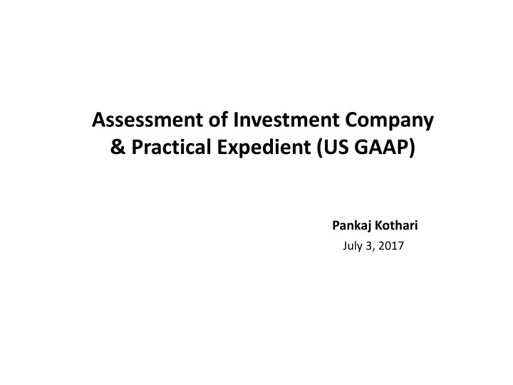 assessment of investment company practical