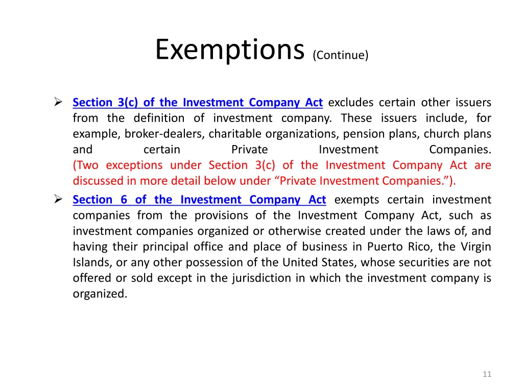exemptions continue