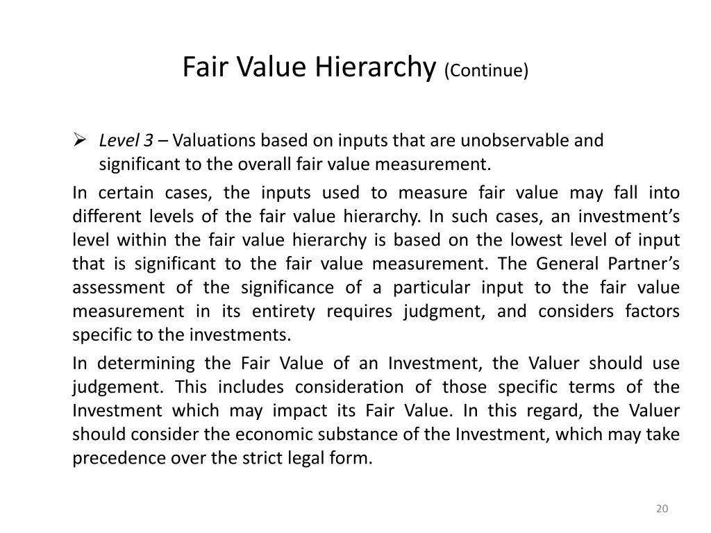 fair value hierarchy continue