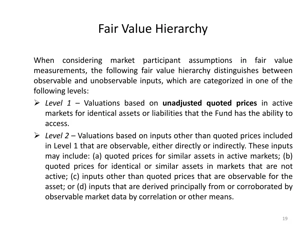 fair value hierarchy