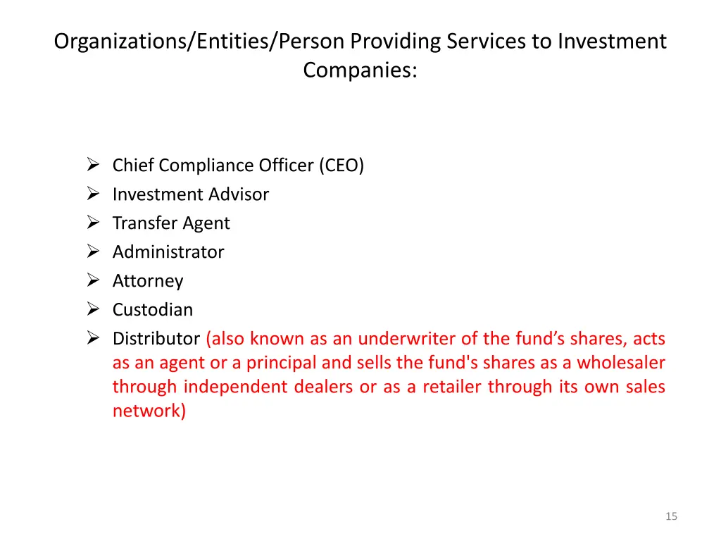 organizations entities person providing services