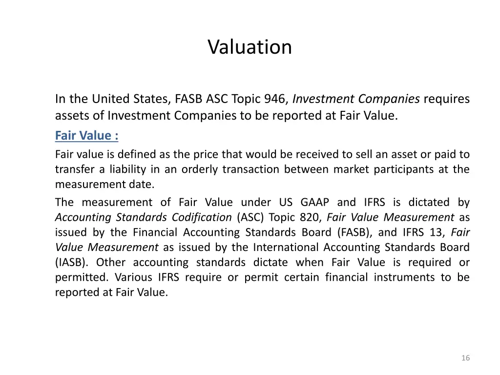valuation
