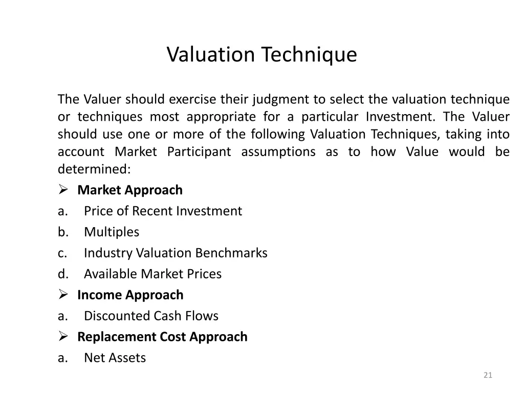 valuation technique