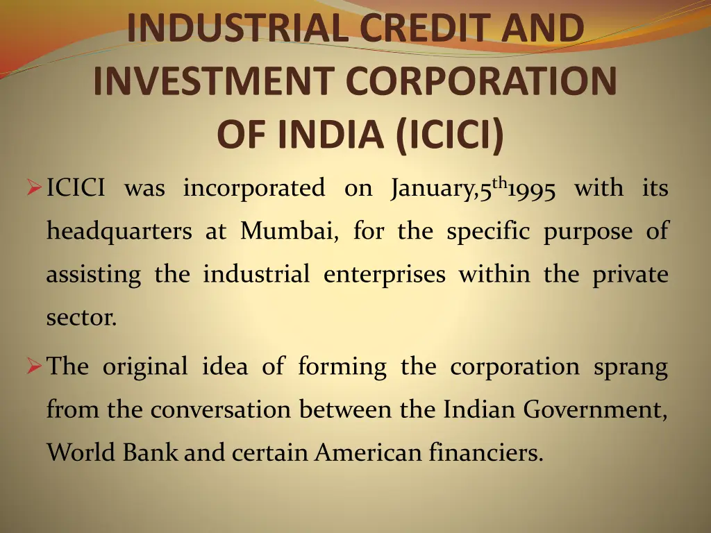 industrial credit and investment corporation
