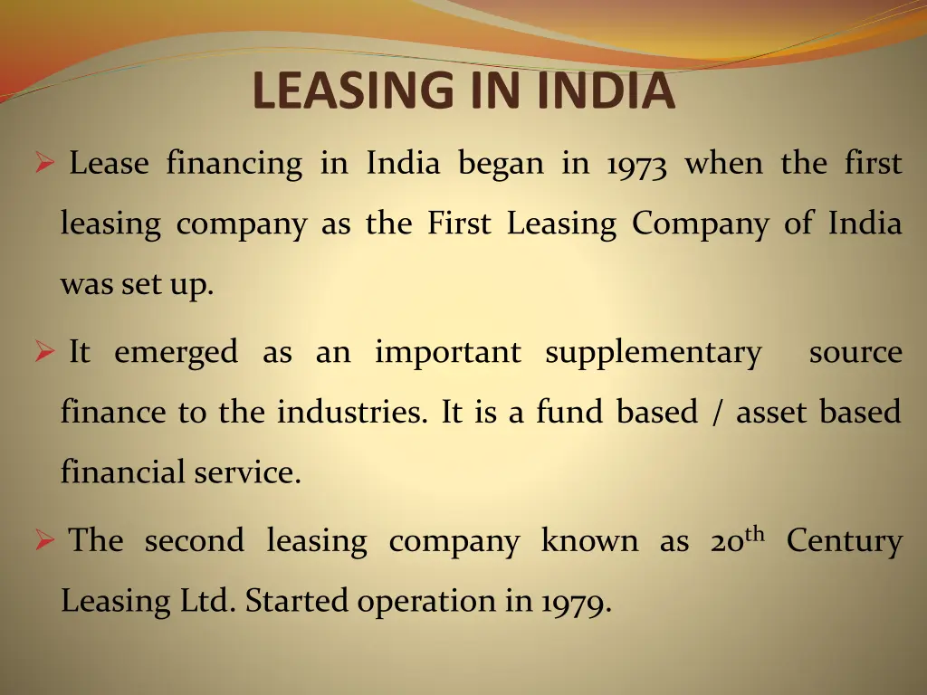 leasing in india